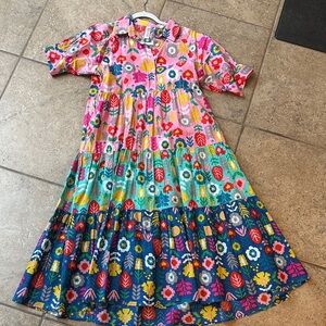 Uncle Frank Colorful Floral Midi Dress
